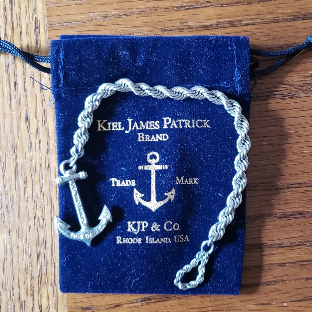 Kiel James Patrick Silver Anchor Castaway Rope Bracelet